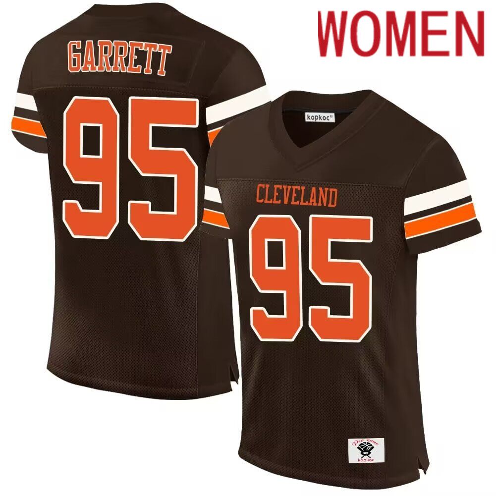 Women Cleveland Browns #95 Garrett brown 2024 Nike Limited NFL throwback Jersey->women nfl jersey->Women Jersey